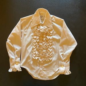Boys XS Vintage Cream Tuxedo Ruffle Shirt for Beetlejuice, Halloween